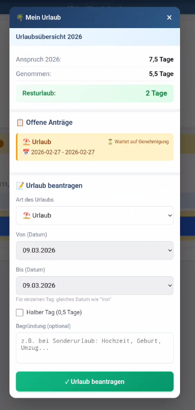 Urlaub Übersicht